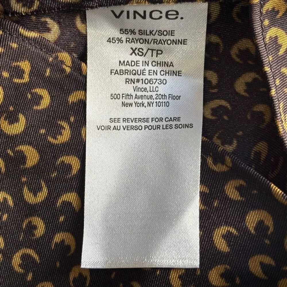 Vince scoop neck maxi slip dress silk black tan size XS